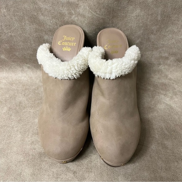 Juicy Couture Anita Fur Lined Wooden Platform Chunky Heel Clogs. Size 8 - Picture 3 of 8